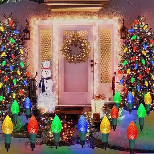 Newest Version 2 in 1 Outdoor Christmas Decorations and Solar Christmas Lights, 20-Pack Waterproof Solar C9 Strawberry Garden Stake Lights for Christmas Tree Garden Patio Yard Pathway thumbnail 7