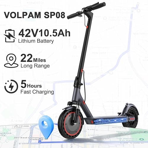 VOLPAM Electric Scooter, 350W/500W Powerful Motor, 8.5"/10" Solid Tires, 19/22Mph, 28/23/21/16 Miles Max Range, Dual Braking thumbnail 3