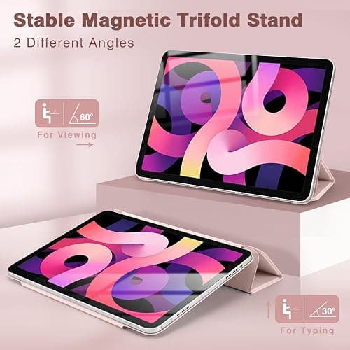 Dwopar for iPad Air 7/6/5/4 Magnetic Case, Slim Smart Folio for Air 5th/4th Generation 10.9 Inch 2022/2020 Model, Trifold Stand Case for iPad Air 11 inch M3/M2 2025/2024, Auto Sleep/Wake (Pink) thumbnail 7