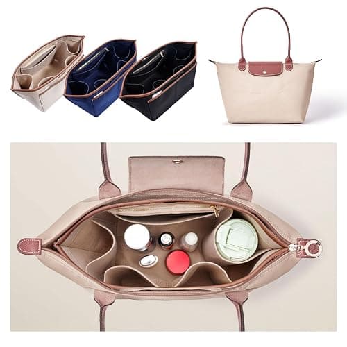 ZTUJO Premium Felt Longchamp Le Pliage Organizer Insert, Compatible with Longchamp Le Pliage Energy, Shoulder Bag, Top Handle, Xtra (Beige, Medium) thumbnail 7