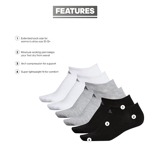 adidas Womens Superlite No Show Socks (6-pair) thumbnail 4