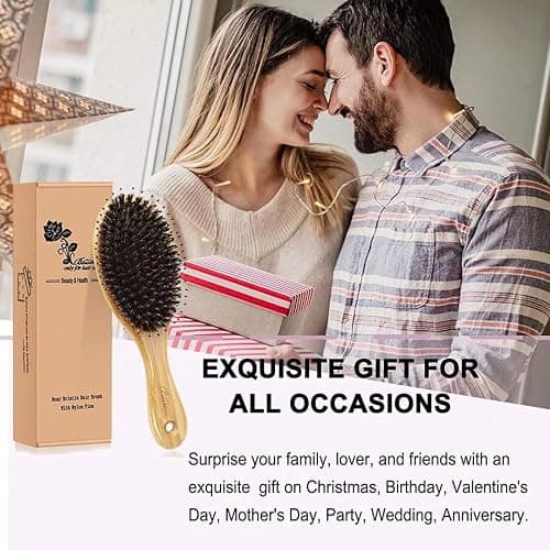 Hair Brush Comb Set Boar Bristle Hairbrush for Curly Thick Long Fine Dry Wet Hair,Best Travel Bamboo Paddle Detangler Detangling Hair Brushes for Women Men Kids Adding Shine Smoothing Hair thumbnail 7