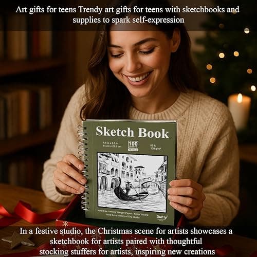 SuFly Small Sketch Book 5.5"x8.5", 2-Pack Mini Sketchbook, Spiral Bound Sketchbook Hardcover with 200 Sheets of 68lb/100gsm Mini Drawing Pad Paper, Small Sketch Pads for Drawing for Adults & Kids. thumbnail 6