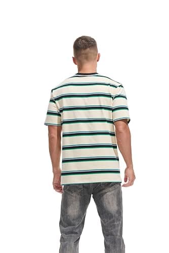 KLIEGOU Men's Fashion Loose Fit Crewneck Stripe T-Shirt thumbnail 2