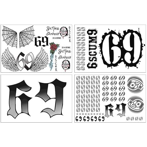 69 Temporary Tattoos Set, 69 Tattoo Stickers Included Face, Arm, Hand, Body For Halloween Costume Party Men Women - Image 1