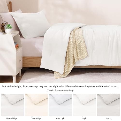 WRENSONGE Twin/Twin XL Comforter Set for Girls Boys Teens, 1 White Comforter & 1 Pillow Sham, Soft Lightweight Kids Comforter Sets for All Seasons Dorm Bedding thumbnail 4
