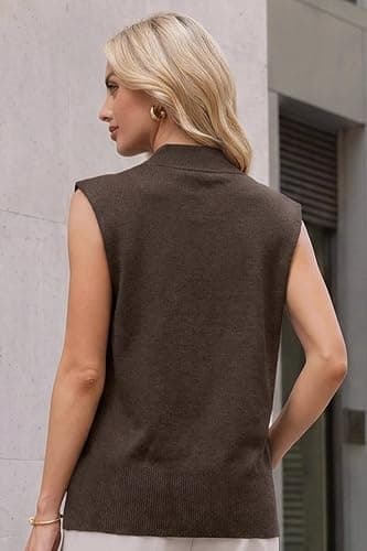 Arach&Cloz Women's Wool Blend Mock Neck Fall Sweater Vest Work Tops 2026 | Breathable&Soft Fabric, Sleeveless Sweater Tank, Relaxed Fit Workwear, Business Casual, Teacher Work Outfits 2026 thumbnail 4