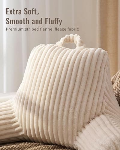 Blissful Diary Reading Pillow for Sitting in Bed, Flannel Back Pillow Bed Sitting Up for Adult & Children, Backrest Cushion for Sit Up in Couch or Floor, Dorm Essentials, Cream White thumbnail 3