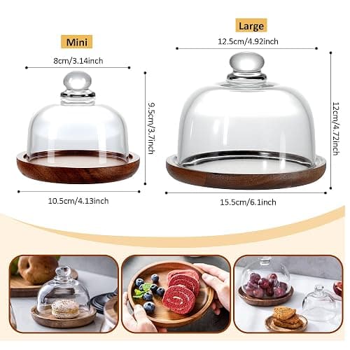 MKLZ Butter Dish with Lid, 6 inch Clear Glass Domed Cheese Dish with Handle, Large Round Butter Tray with Cover, Cute Dessert Serving Bowl for Table, Kitchen Countertop, Refrigerator thumbnail 3