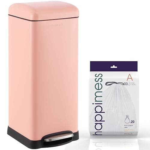 happimess HPM1007J Betty Retro 8-Gallon Step-Open Trash Can, Fingerprint Resistant, Modern, Minimalistic for Home, Kitchen, Laundry Room, Office, Bedroom, Bathroom, Flamingo Pink thumbnail 2