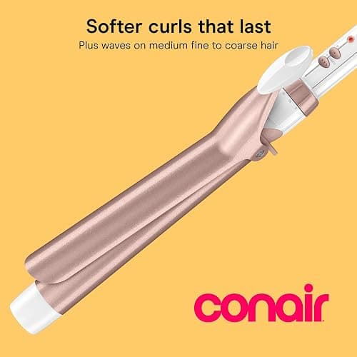 Conair Extra Long Curling Iron, Double Ceramic, 1 1/4", White/Rose Gold | Extra-long 7.5" hair curler and hair waver for every hair type with 30 heat settings, built-in heat protection, and auto-off thumbnail 2