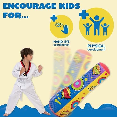 JOYIN Punching Bag for Kids, 47 Inches Kids Punching Bag with Bounce-Back Action, Double-Sided Inflatable Punching Bag(1 Pack) thumbnail 5