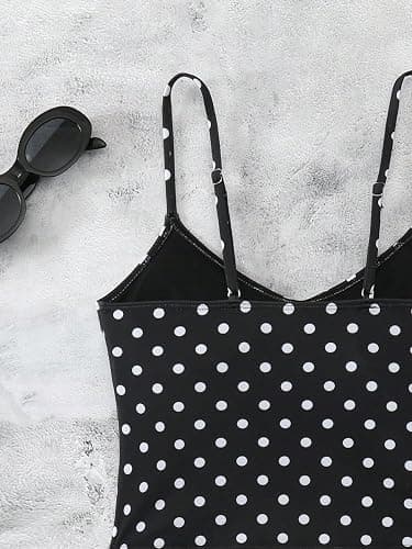 Orphichic Women's Tankini Swimsuits Tummy Control Two Piece Swimsuit | Cute Tankini Set, Retro Polka Dot Bathing Suit, Adjustable Straps, Flattering Fit, Modest Swimwear, Vacation, Pool, Resort thumbnail 5