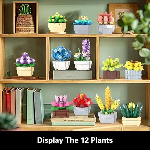 Succulents Set for Adults Building Sets, 12 Plants, Home Decor, Birthday Gifts for Women, Creative Housewarming Gifts, Botanical Collection, Flowers Succulents Artificial Plant Kit (1174 piece) thumbnail 4