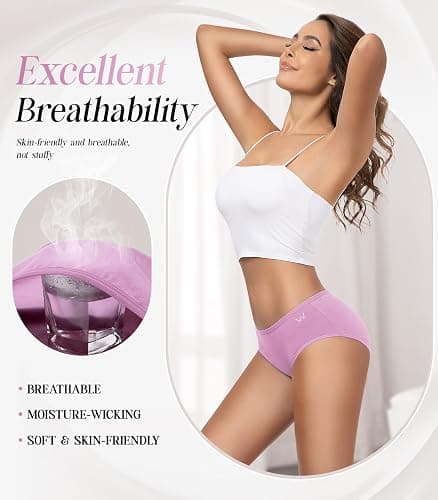 TANSTC Womens Underwear Cotton Hipster Panties for Women | Low Rise Soft Stretch Briefs, Full Coverage, Moisture-Wicking, Breathable Ladies Panties 6 Pack thumbnail 4