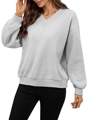 Avanova Women USA Graphic V Neck Sweatshirts Top Drop Shoulder Long Sleeve Pullover Shirt thumbnail 7