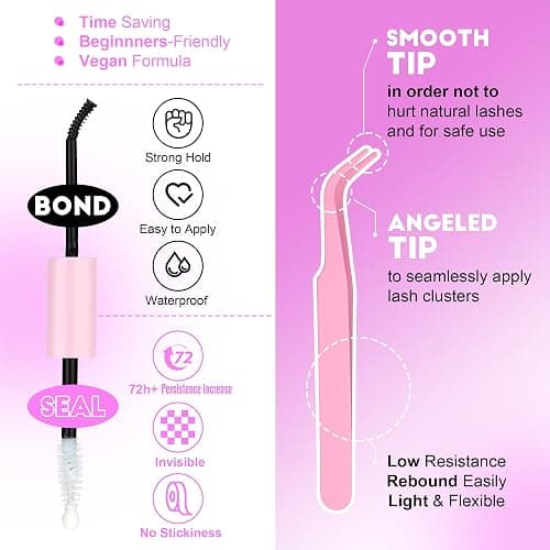 Pawotence Lash Extension Kit DIY 280pcs Individual Lash Clusters Kit 30D Natural 8-15mm Cluster Eyelash Extensions Kit with Lash Bond and Seal, Lash Tweezers for Self Use (30D, 0.07D, 8-15mm, Kit) thumbnail 5