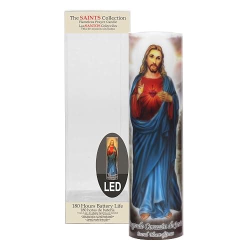 Stonebriar Jesus Flameless LED Devotional Prayer Candle with Automatic Timer, Unique Religious Decoration for Home, Office, or Place of Worship 8 Inches thumbnail 3