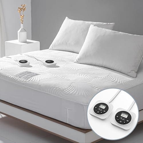 Queen Size Electric Heated Mattress Pad - Bed Warmer with Memory & Preheat Functions, 12 Heat Settings Dual Control for 1-12 Hours Auto Off, Lighted Button - Image 1