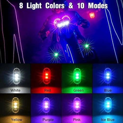 4PCS Wireless LED Strobe Lights with Remote Control, 8 Colors Rechargeable Led Lights Anti-Collision LED Emergency Warning Lights for Car Motorcycle Bike Drone Aircraft thumbnail 2