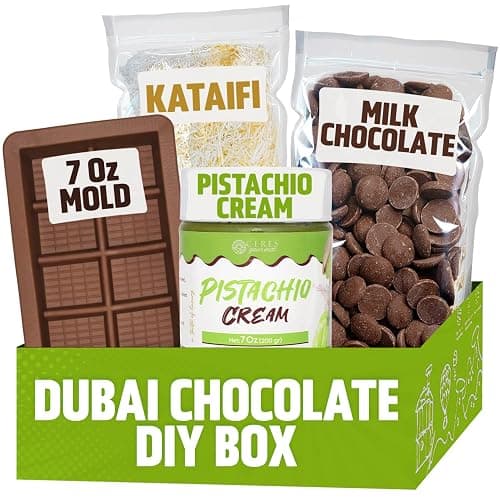 Dubai Chocolate Bar DIY Kit – Includes Mold, 12.3 oz Melting Wafers, 3.5 oz Kataifi, 7 oz Pistachio Spread – Gift Kit for Choco Lovers and Christmas, Make Your Own Gourmet Pistachio Chocolate at Home thumbnail 9