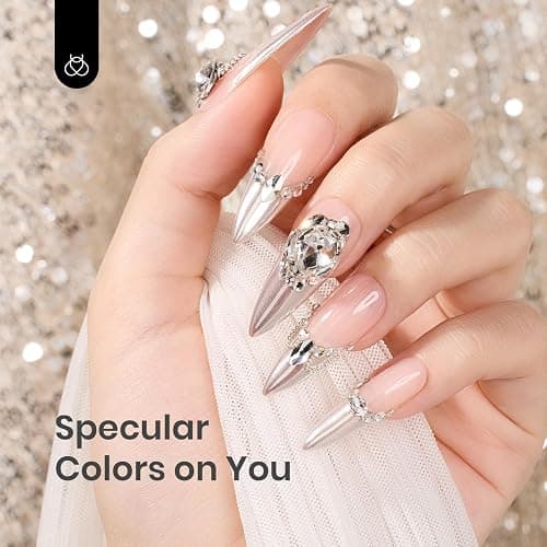 Beetles Silver Aurora Chrome Nail Powder Pearl Mirror Effect 1g Chrome Powder for Gel Nail Polish Silver Manicure Crome Nails Glazed Nails Art Design Gift for Women thumbnail 5