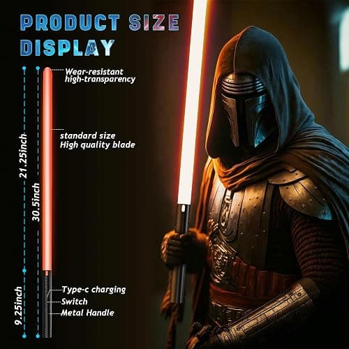 Lightsaber, Light Saber with 15 Colors, Dueling Lightsabers, 4 Modes,Detachable Light Saber for Kids & Adults, for Birthdays thumbnail 2