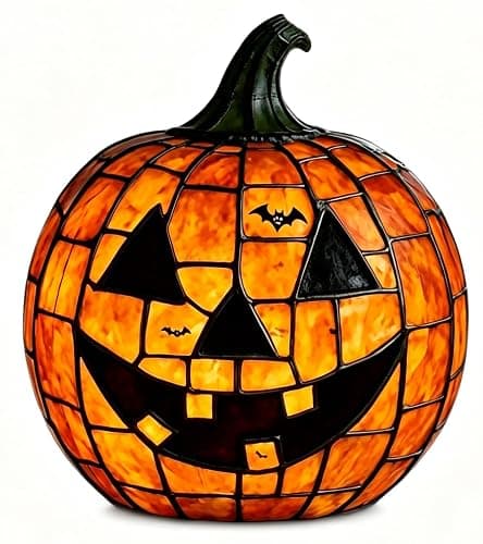 Halloween Lamp Stained Glass Pumpkin Lamp Tiffany Style Halloween Decorations for Home HolidayParty (Large Spooky Bat) - Image 1