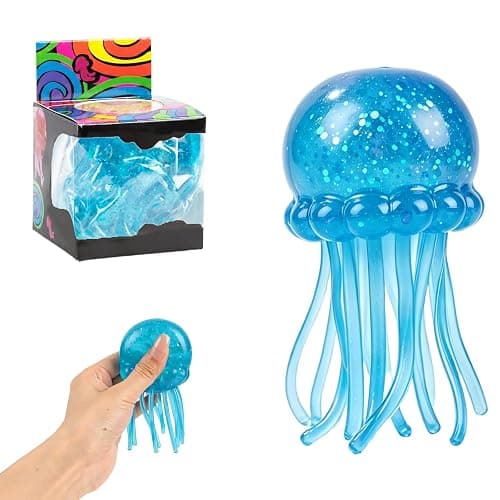 Jellyfish Squishy Fidget Toys, Soft TPR Stress Relief Ball with Wiggly Tentacles, Squishy Anxiety Relief Grip Toy for Adults, Portable Sensory Squeeze Toy for Office School Travel (Blue) - Image 1