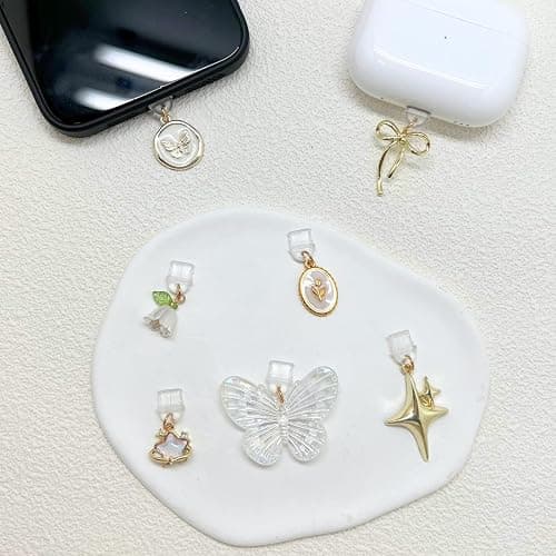 Romukuku 8 Pcs Charms for Kindle, Butterfly Star Bow Flower Design, Compatible with Kindle and Phone Type C Charging Ports thumbnail 6