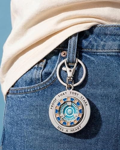 Iron Man Marvel Tony Has A Heart 3D Metal Key Chain | Officially licensed Arc Reactor design, durable metal construction, o-ring and lobster claw clasp, gift for Marvel fans thumbnail 4