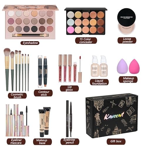 KAVCENT Makeup Kit Makeup Sets for Teens Makeup kits for Women Teenagers Make up Eyeshadow Palette Foundation Concealer Lipgloss Loose Powder Makeup Kit for Women Full Kit thumbnail 2