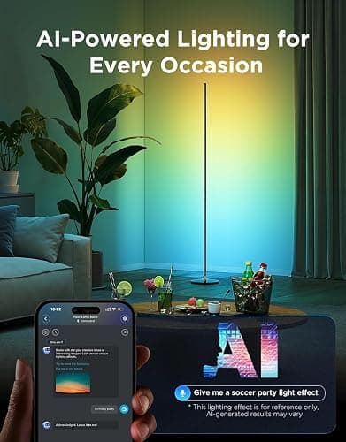 Govee RGBIC Floor Lamp Basic, LED Corner Lamp Compatible with SmartThings, Alexa, and Matter, Smart Modern Floor Lamp with Music Sync and 16 Million DIY Colors, Standing Lamp for Bedroom Living Room thumbnail 6