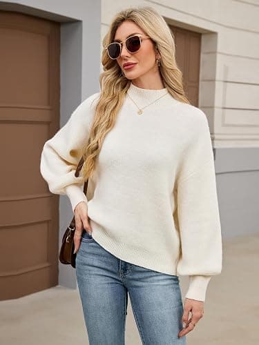 Libsorge Womens Oversized Cute Checkered Sweater Fall 2025 Trendy Preppy Chunky Knit Mock Neck Long Sleeve Pullover Sweaters thumbnail 4
