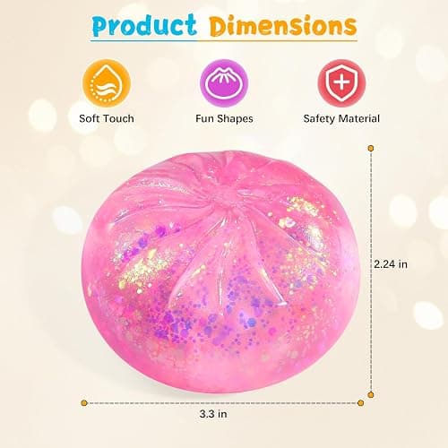 Sugar Glitter Dumpling Squishy,Viral Bao Bun Squishy Dumling Mystery Box,Stress Relief Fidget Squeeze Toy for Holiday & Birthday Gifts (Pink) thumbnail 2