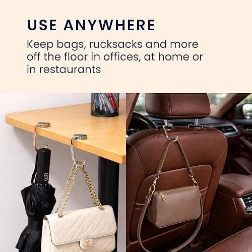 kwmobile Purse Hook for Table - Set of 2 Purse Holder - Folding Handbag Hanger - Portable Bag Holder - Bag Hooks for Desk - Table Hook Gold thumbnail 6