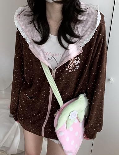 Pokn Y2K Zip Up Hoodie Jojifuku Cutecore Kawaii Hoodie Clothes Women Long Sleeves Tops Graphic Cutecore Shoujo Clothes thumbnail 4