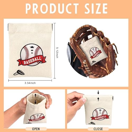 DOSTATNI Baseball Snack Bags Baseball Treat Bags Mini Storage Bag Canvas Favor Bag Squeeze Top Portable Base Ball Team Gift for Birthday Game (1) thumbnail 2