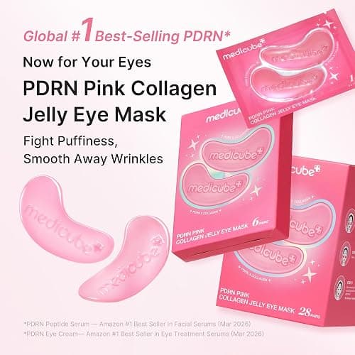 medicube Jelly Eye Mask PDRN Pink Collagen | Hydrogel Eye Patches with PDRN, Collagen, NAD | Refreshing for Puffy, Tired Eyes | Firming for Look of Wrinkles, Fine Lines | Korean Skincare (6 Pairs) thumbnail 2
