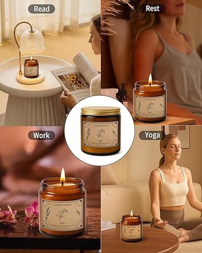 Sage Candles for Cleansing, 16oz Large Jar White Scented Candle, Over 100 Hours of Burn Time, Ideal for Home Decor and Gift thumbnail 6