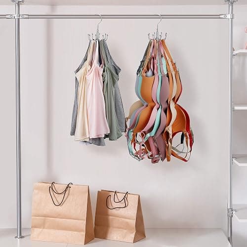 ZEDODIER Tank Top Hanger, Rotatable Bra Organzier for Closet, Max 24 Storage Capacity Sport Bra Holder, Metal Space Saving Closet Organizers and Storage, Silver - Silver - 1 Pack thumbnail 2