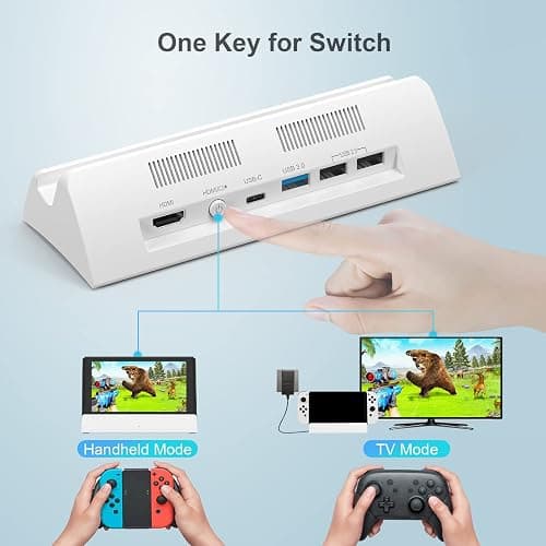 KEKUCULL TV Docking Station for Switch,Docking Station with 4K 1080P HD Adapter and USB 3.0 Port,Replacement for Official Switch Dock(White) thumbnail 2