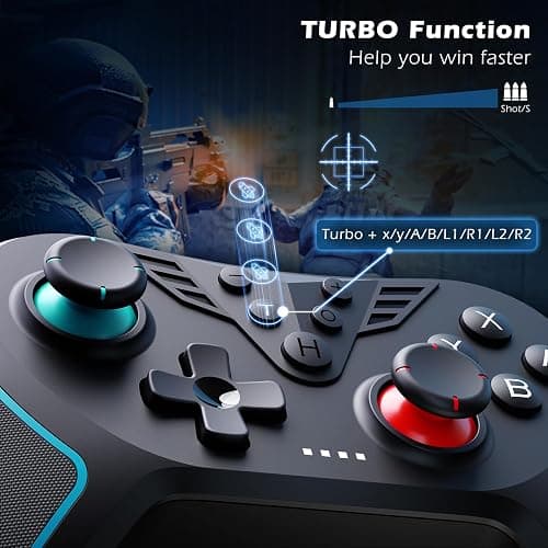 LATEC Controller for Switch, Wireless Controller for Switch OLED/Switch Lite with Hall Joystick, Programmable Buttons, 6-Axis Gyro, Double Shock and Turbo Function thumbnail 5