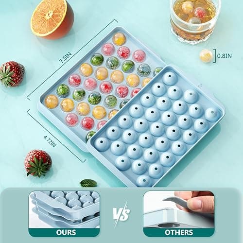 Optish 3 Pack Ice Trays for Freezer, 99 PCS Ice Cube Tray with Lid and Bin, Round Ice Cube Trays for Freezer, Circle Ice Cube Tray for Chilling Drinks thumbnail 2