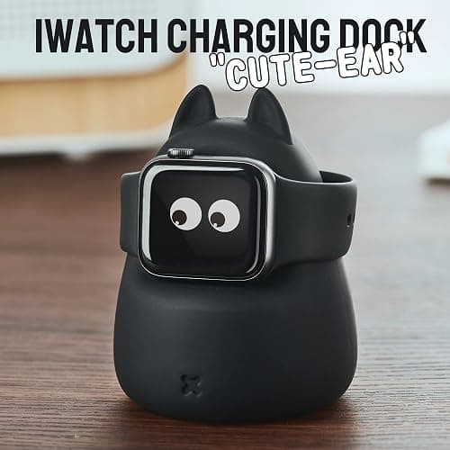 ELETIUO Charger Stand Compatible with Apple Watch Series Ultra2/Ultra/10/9/8/SE2/7/6/SE/5/4/3/2/1 (49/46/45/44/42/41/40/38mm),Dinosaur iWatch Charging Dock,Supports Nightstand Mode,White - White thumbnail 3