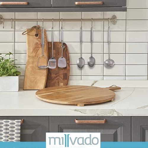 Millvado Stainless Steel Kitchen Utensil Set, Cooking Utensils, Set of 6 Kitchen Tools, Solid Spoon, Slotted Spoon, Solid Turner, Slotted Turner, Soup Ladle, Potato Masher, Dishwasher Safe thumbnail 6