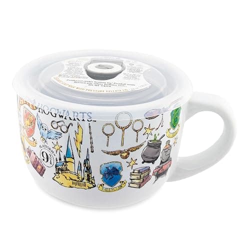 Harry Potter Hogwarts Destination Ceramic Soup Mug Bowl With Vented Lid and Handle For Ice Cream, Cereal, Beverages | Holds 24 Ounces - Image 1