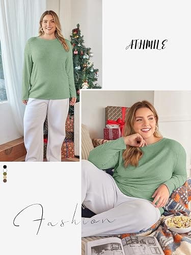 ATHMILE Womens Long Sleeve Shirts Basic Tee Fall Trendy Spring Top Business Casual Beach Vacation Workout 2025 Fashion - Small - Light Green thumbnail 4