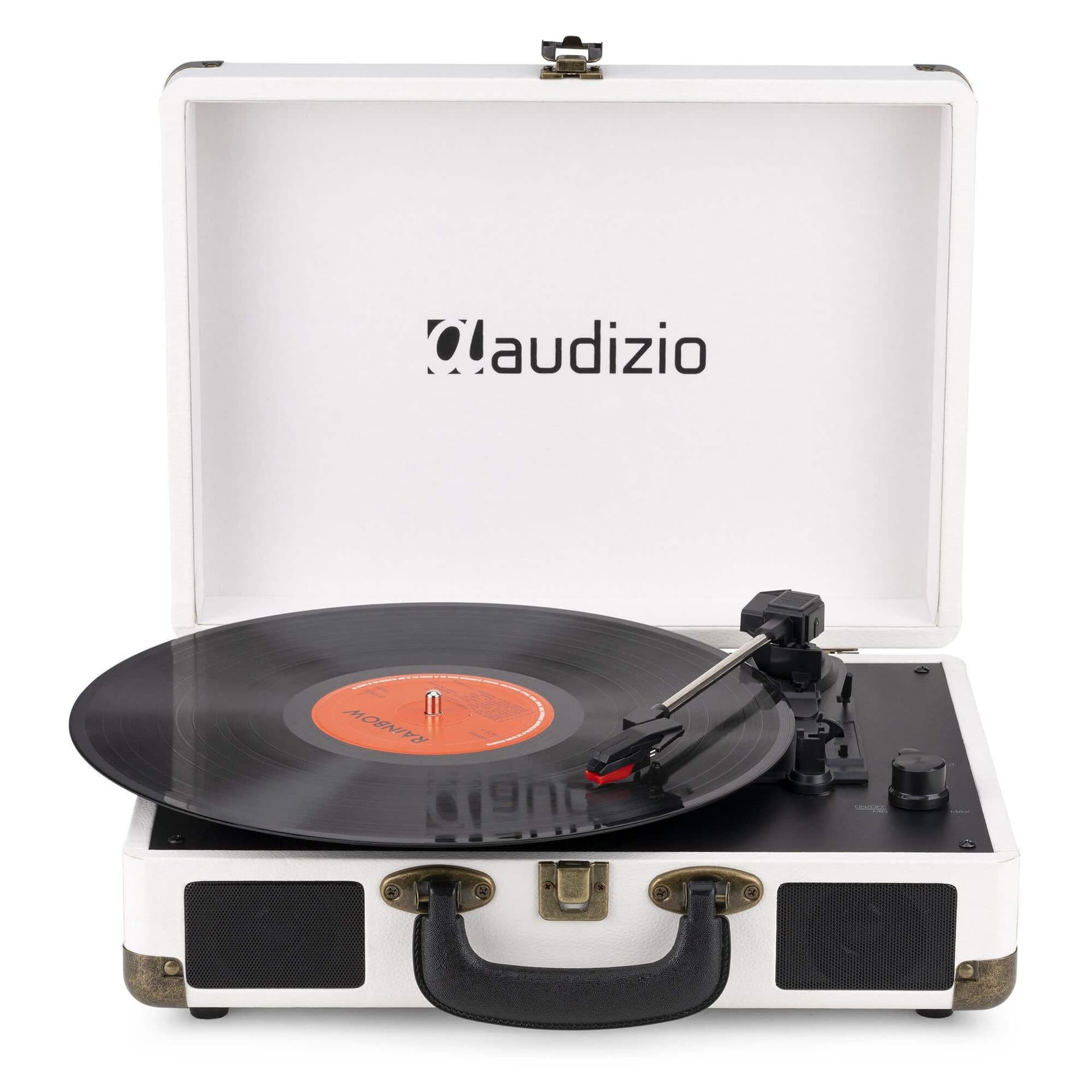 Audizio RP116 Turntable Briefcase Record Player | USB & Bluetooth Retro Record Players for Vinyl with Speakers | 3 Speeds | Convert Retro Vinyl to mp3 via USB | RCA Output/AUX 3.5mm (Crème) thumbnail 2