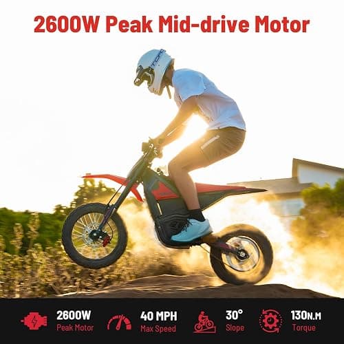 Yozma IN10 Electric Dirt Bike, 2600W 40MPH Electric-Motorcycle with 48V/23AH Battery Ebike, Full Hydraulic Brakes and Suspensions Mountain Off-Road E Dirt Bike, for Teens & Adults thumbnail 4